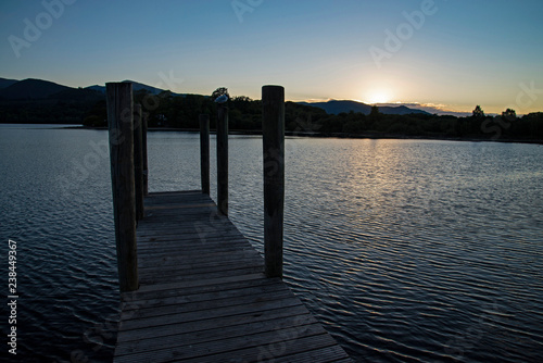 Fototapeta derwent water pier at sunset