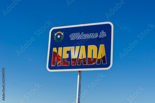 Nevada state line sign