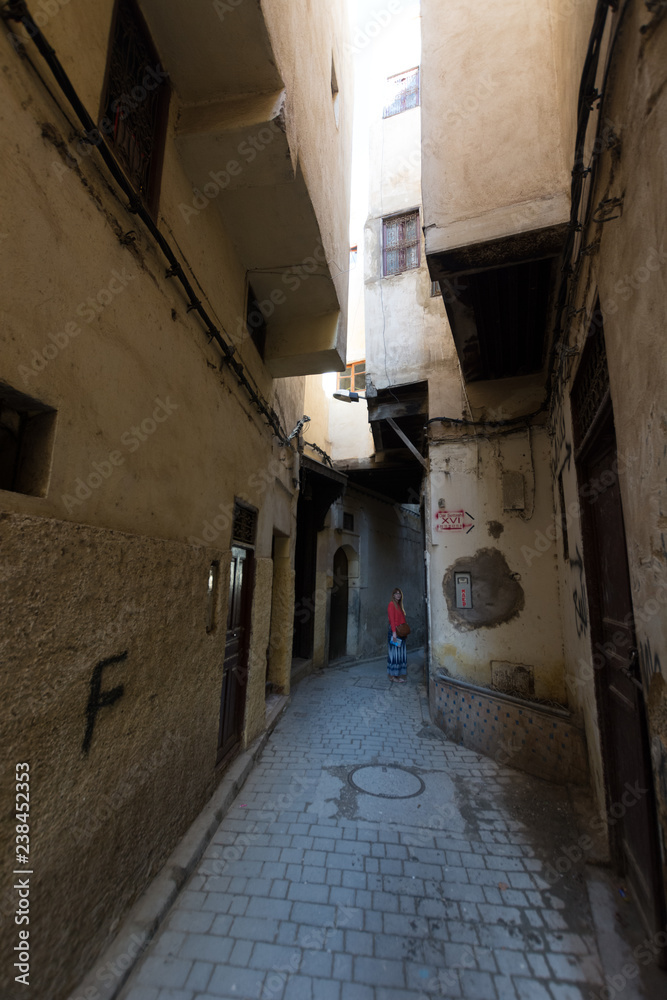 Obraz premium Small street inside the medina of Fes.