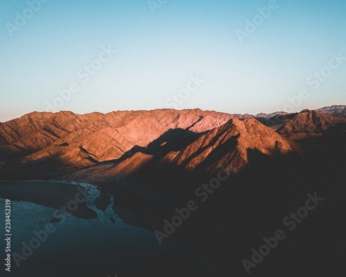 A river surrounded by mountains