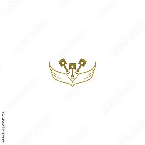Golden Piston with Wing logo design