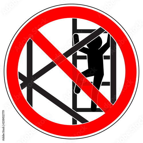 srr495 SignRoundRed - german - Verbotszeichen: Turmdrehkran / Baukran - Aufstieg verboten (Leiter) - english - prohibition sign - tower crane / construction crane - do not climb - red xxl - g6855
