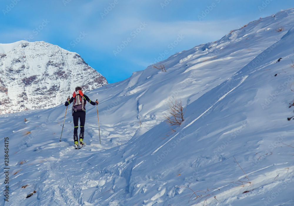 Ski trekking in the alps