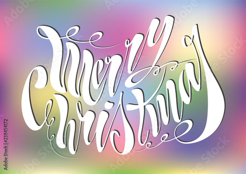 Beautiful handwritten text Merry Christmas. Vector illustration isolated on textured background for greeting cards, labels, packaging, logo, decorations.