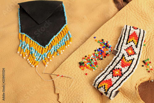 Native American Crafts with Beads and Leather photo