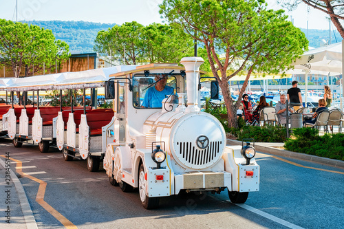 Excursion train on street of Izola