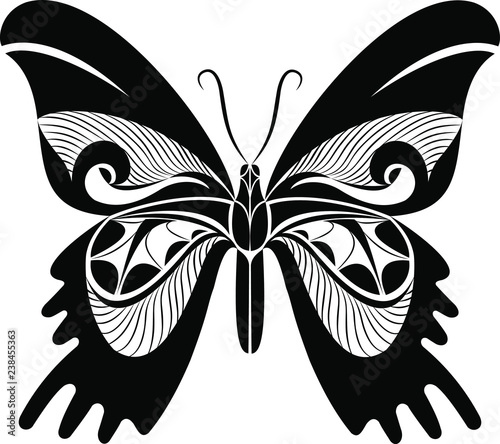 Urania Butterfly vector art stencil for tattoo or t-shirt print