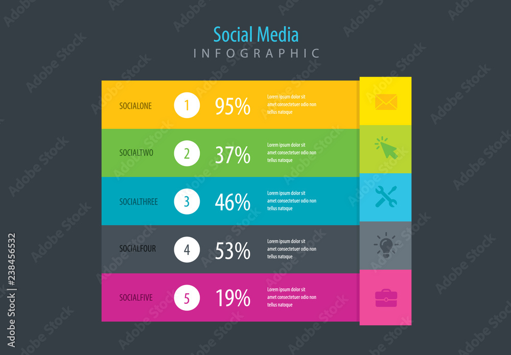 Social Media Infographic Layout with Icons Stock Template | Adobe Stock