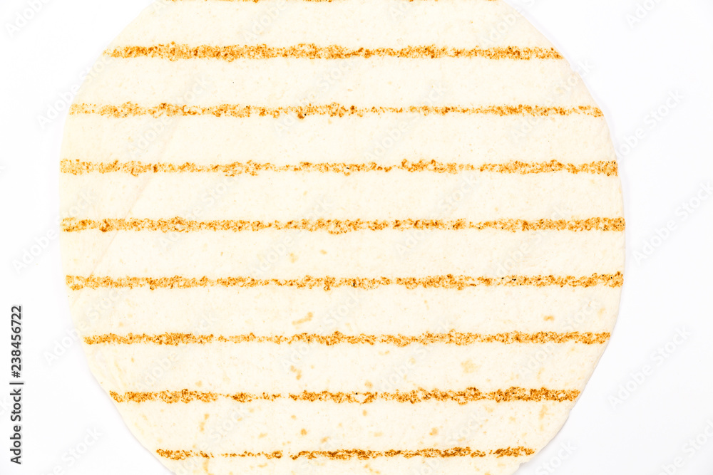 Empty tortilla background isolated on white