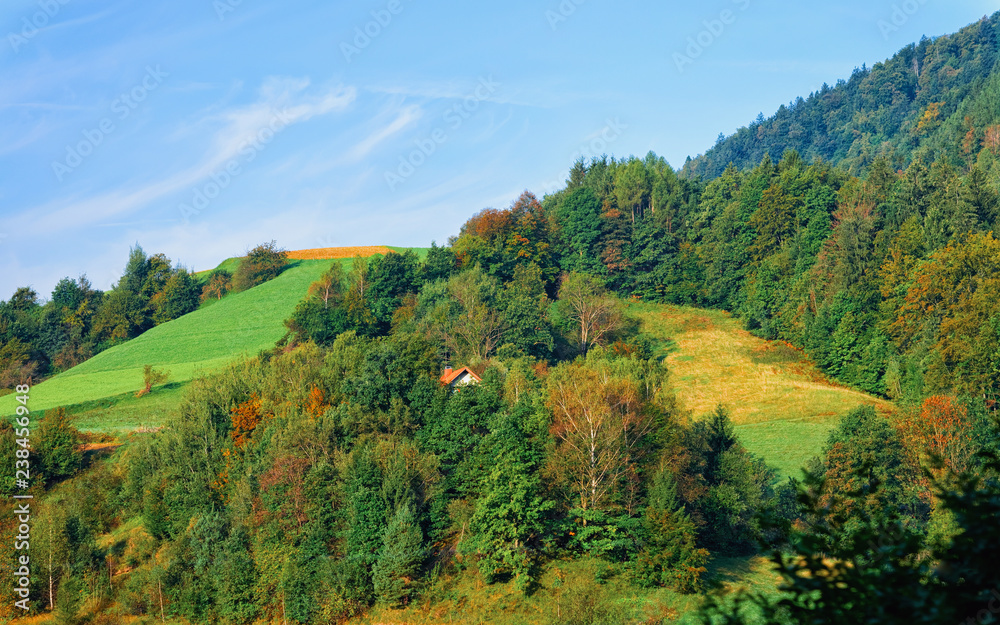 Scenery of Julian Alps mountains in Slovenia