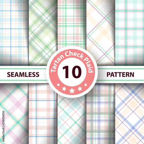 Classic tartan, Merry Christmas check plaid seamless patterns.