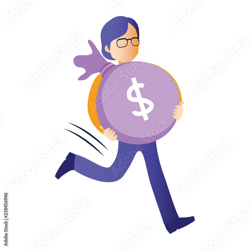 Man running with big bag sa...