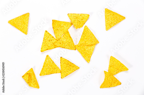 Crispy nachos isolated on a white background