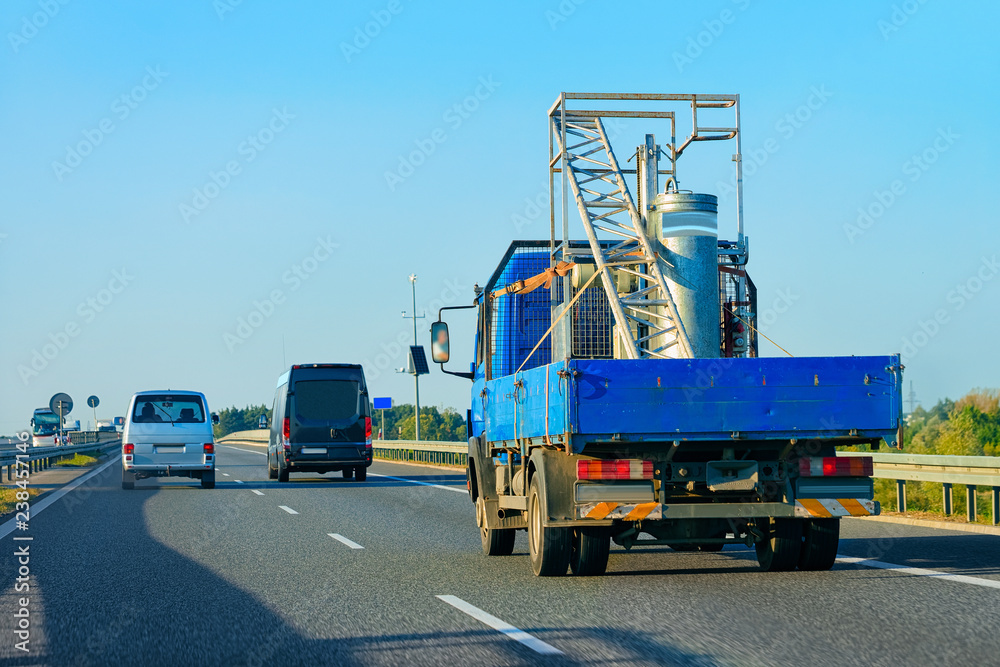Truck with storage tanker highway road in Slovenia Truck with storage tanker highway road in Slovenia
