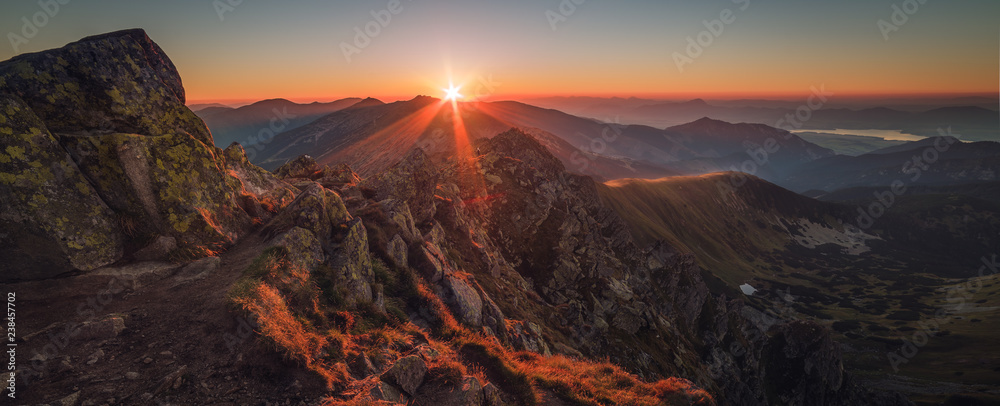 Obraz premium Mountain Landscape at Sunset. View from Mount Dumbier in Low Tatras, Slovakia.