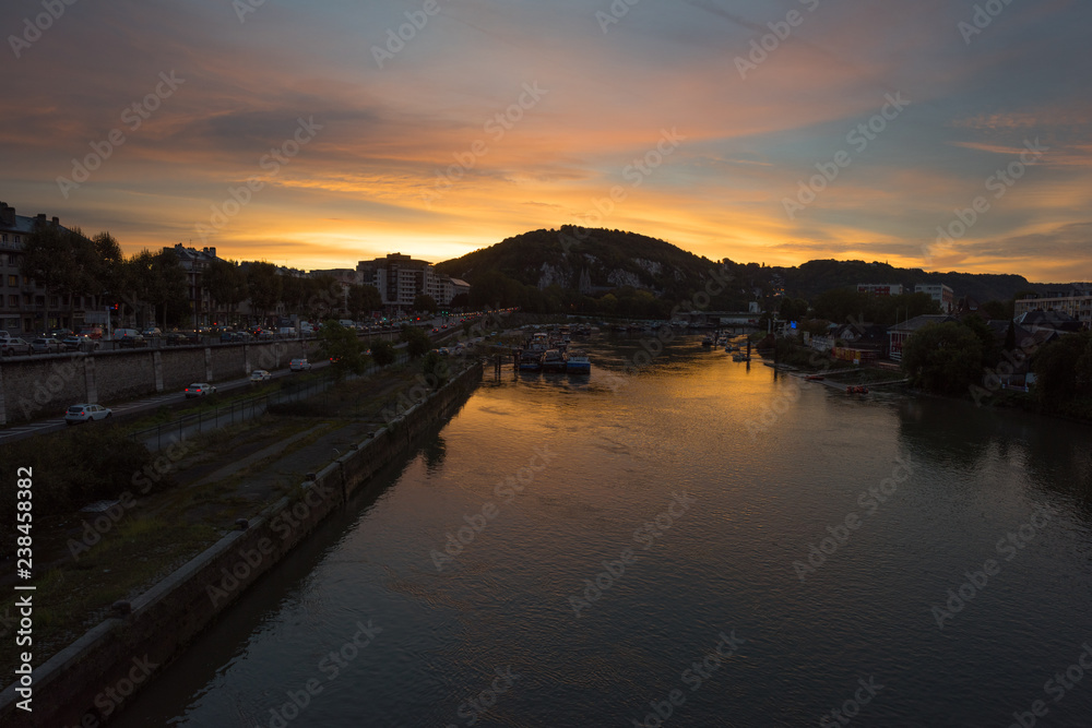 Dawn in the French city of Rouen on the Senna River