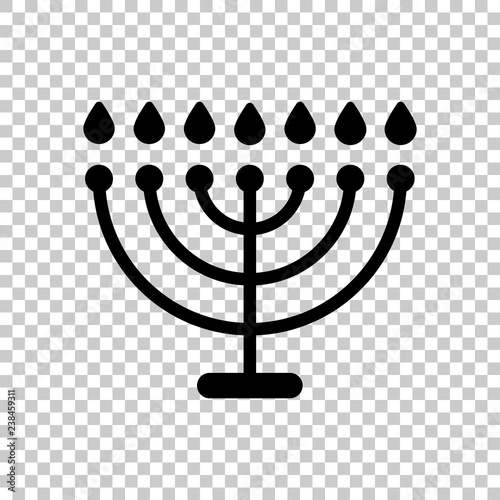 Hanukkah icon or menorah lamp. Outline Jewish Candles. Black sym