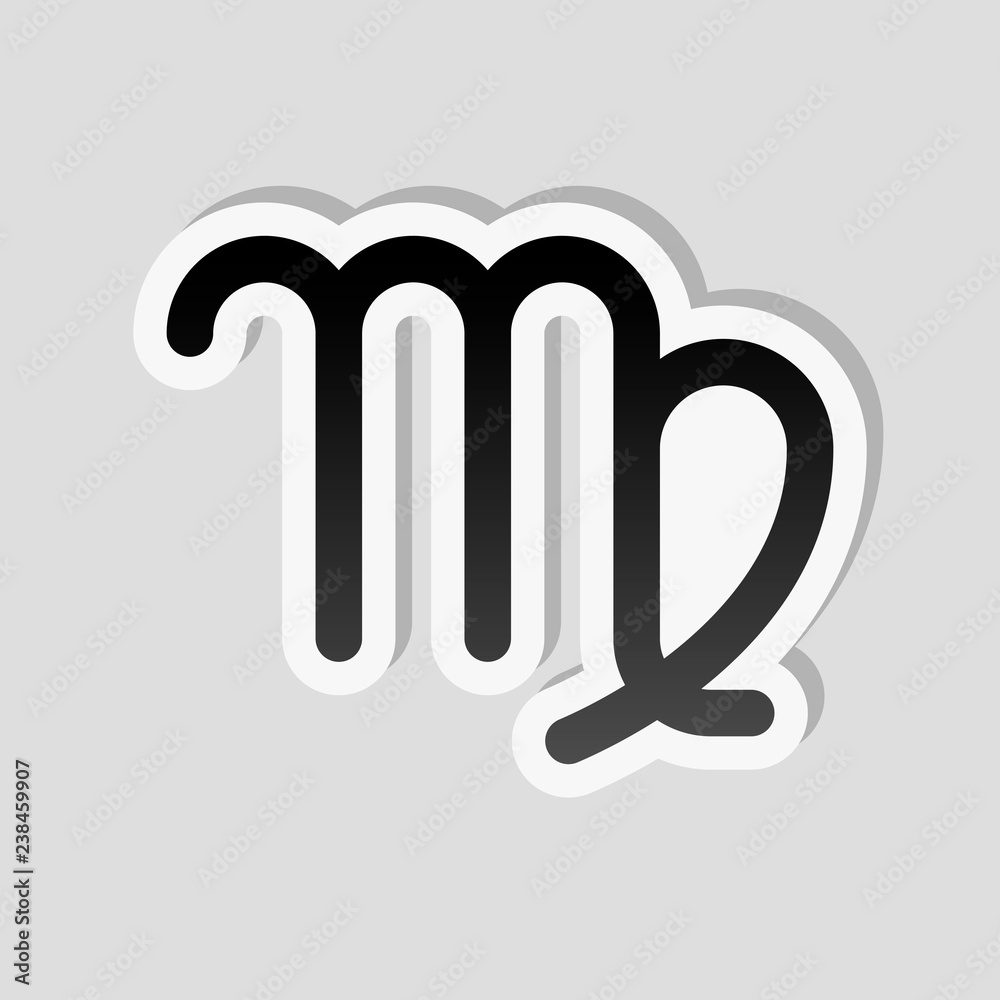 Astrological sign. Virgo simple icon. Sticker style with white b Astrological sign. Virgo simple icon. Sticker style with white b