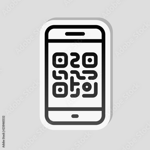 QR code. Scanning with cell phone. Technology outline icon. Stic