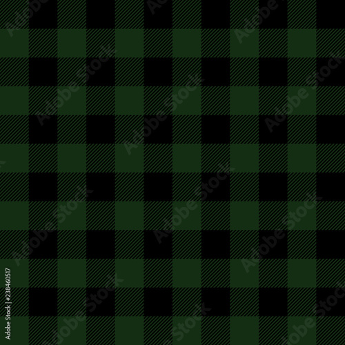 Green and Black Buffalo Plaid Seamless Pattern - Classic buffalo style plaid design