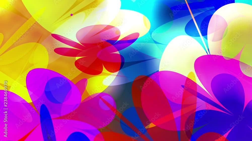 PowerFlowers - 60fps Colorful Abstract Blossoms Video Background Loop // Colorful simplistic blossoms form the every hippie's favorite video loop: Powerflowers! Great for 1960s/1970s events.