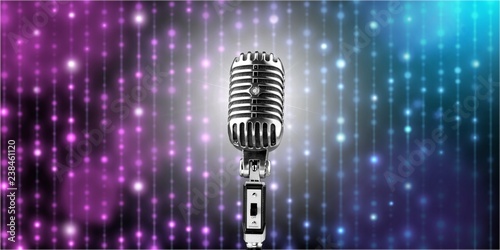 Retro style microphone on  background