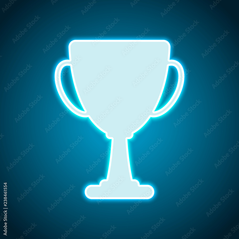 Silhouette of champions cup. Simple icon. Neon style. Light deco Silhouette of champions cup. Simple icon. Neon style. Light deco