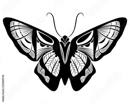 Butterfly vector art stencil for tattoo or t-shirt print