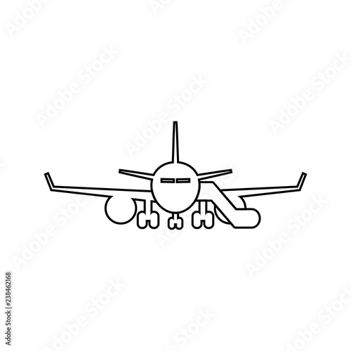 airplane with gangway icon. Element of cyber security for mobile concept and web apps icon. Thin line icon for website design and development, app development