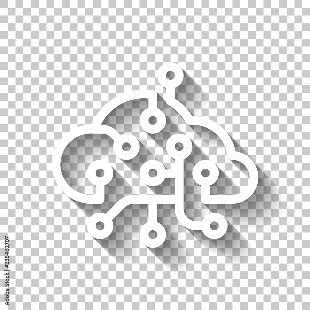 Cloud Data Network Storage Center Icon Of Internet Technology White Cloud Data Network Storage Center Icon Of Internet Technology White