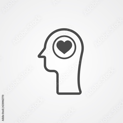 Head with heart vector icon sign symbol
