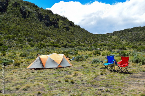 Camping at Lake Ellis  Mount Kenya