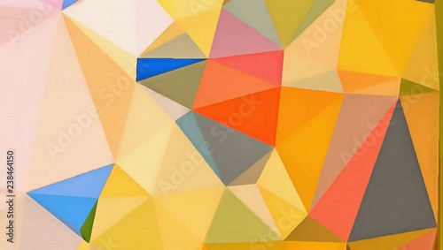 Abstract triangular background. Geometric bright texture. Fashion trendy design backdrop. Graphic painting color mix triangles on canvas. Polygonal conceptual art. 