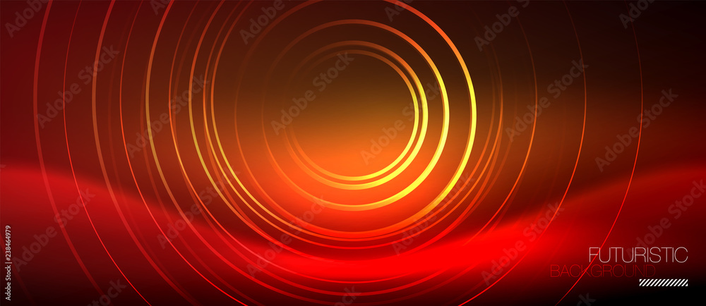 Neon glowing techno lines, hi-tech futuristic abstract background template with square shapes