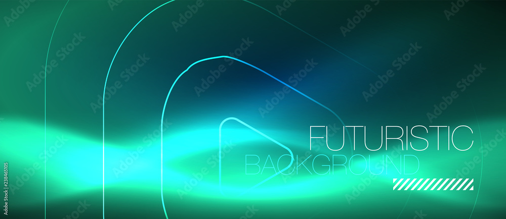 Neon glowing techno lines, hi-tech futuristic abstract background template with geometric shapes Neon glowing techno lines, hi-tech futuristic abstract background template with geometric shapes