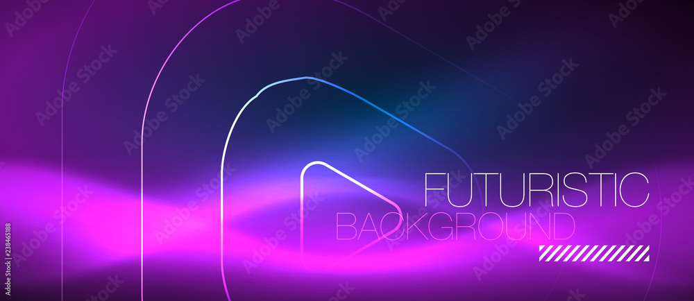 Neon glowing techno lines, hi-tech futuristic abstract background template with geometric shapes Neon glowing techno lines, hi-tech futuristic abstract background template with geometric shapes