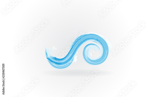 Logo waves swirly blue watercolor