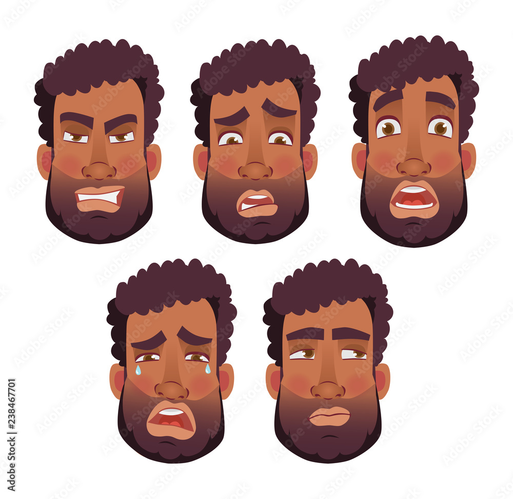 face of African man - set face of African man - set