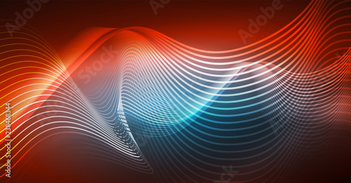 Neon lines wave background. Abstract composition