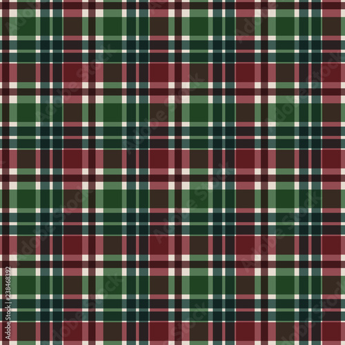 Red and Green Plaid Seamless Pattern - Seasonal plaid design in vintage Christmas colors