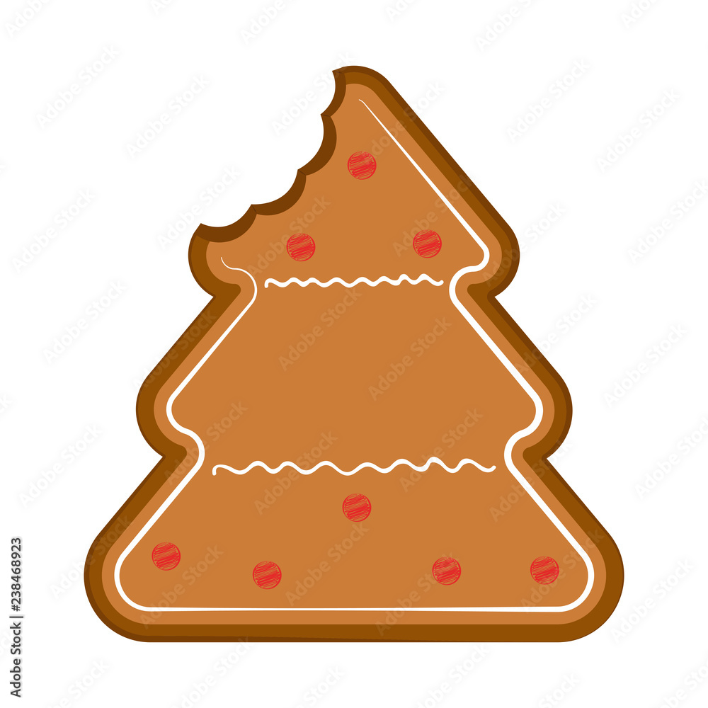 Isolated bitten christmas tree gingerbread. Vector illustration design Isolated bitten christmas tree gingerbread. Vector illustration design
