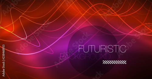Neon lines wave background. Abstract composition