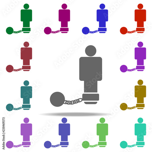 shackles on man icon. Elements of Human Rights in multi color style icons. Simple icon for websites, web design, mobile app, info graphics