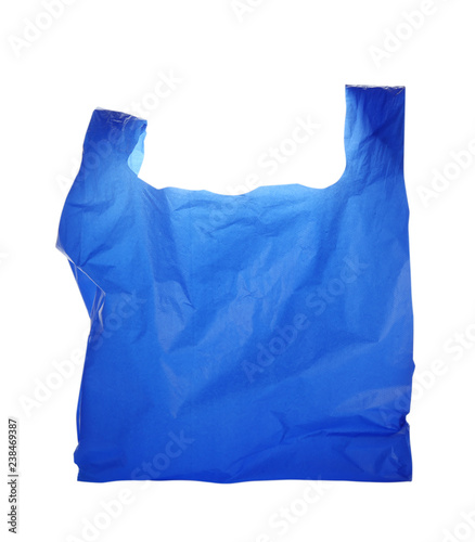 Color disposable plastic bag isolated on white