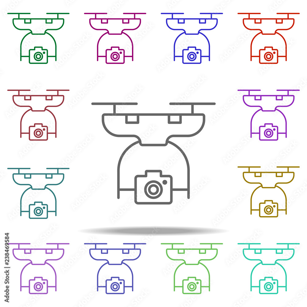 drone with camera icon. Elements of intelligence in multi color style icons. Simple icon for websites, web design, mobile app, info graphics drone with camera icon. Elements of intelligence in multi color style icons. Simple icon for websites, web design, mobile app, info graphics