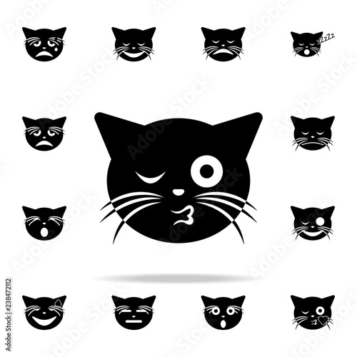 Fototapeta Naklejka Na Ścianę i Meble -  wink kiss cat icon. cat smile icons universal set for web and mobile