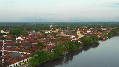 Aerial View of Santa Cruz de Mompox, A Small Historic Town in Colombia photo