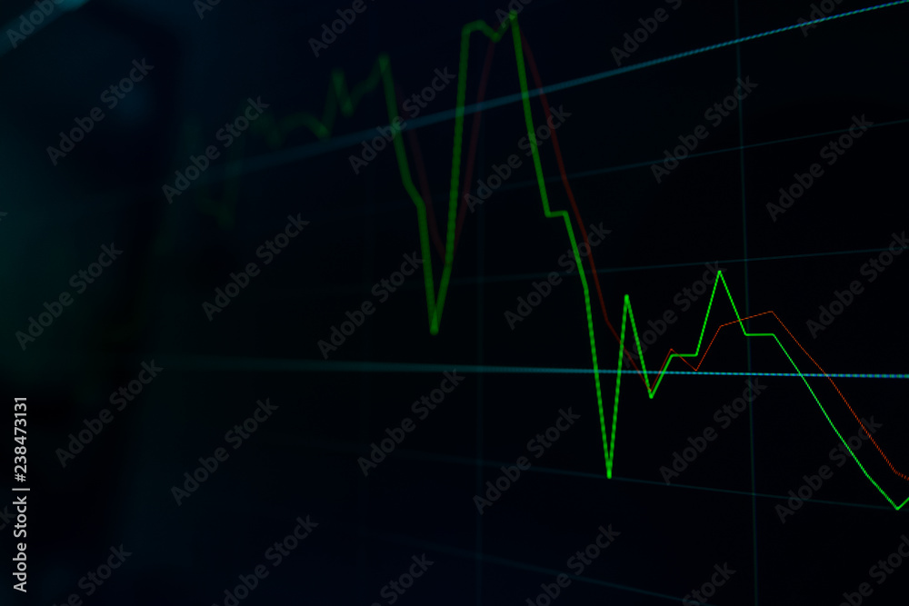 Stock exchange market graph on LED screen for business concept.