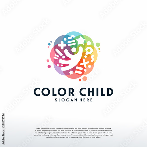 Colorful Child Reaching Star logo vector, Education logo designs template, design concept, logo, logotype element for template