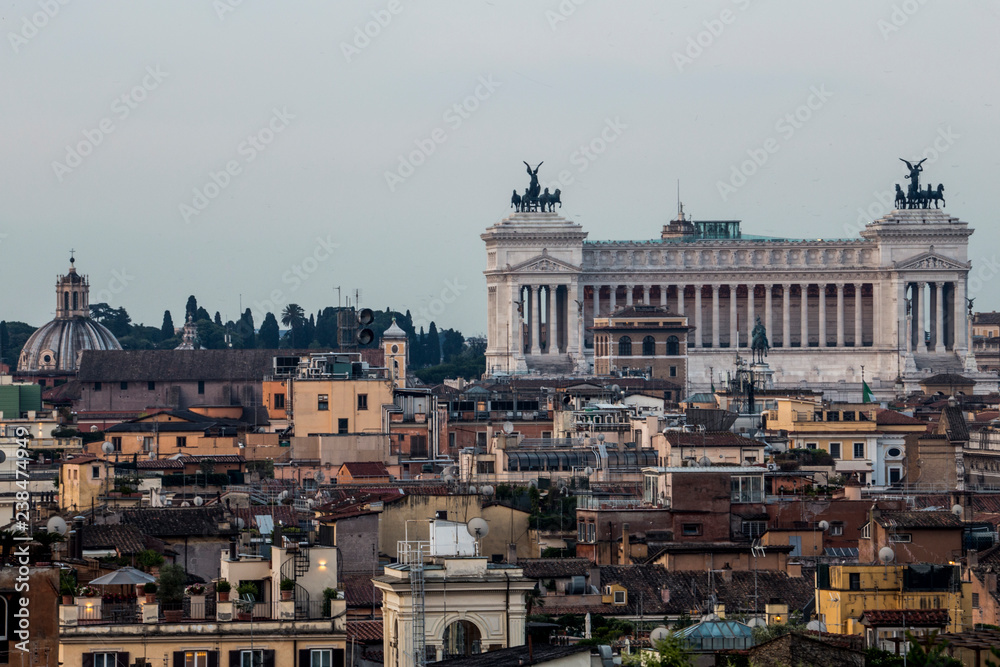 Looking the monument and the roof of Rome
